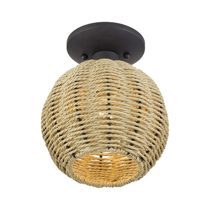 Livex Summervine 1Lt Small Semi-Flush, Bronze/French Beige