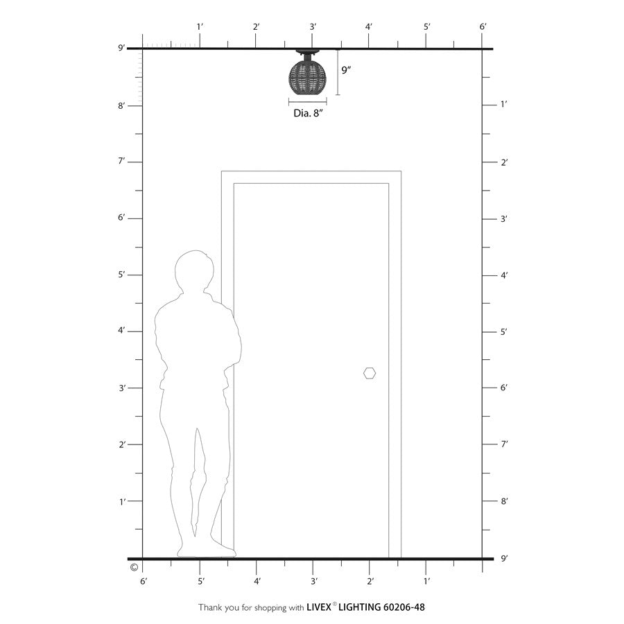 Livex Summervine 1Lt Small Semi-Flush, Gold/Hand-Woven French Beige