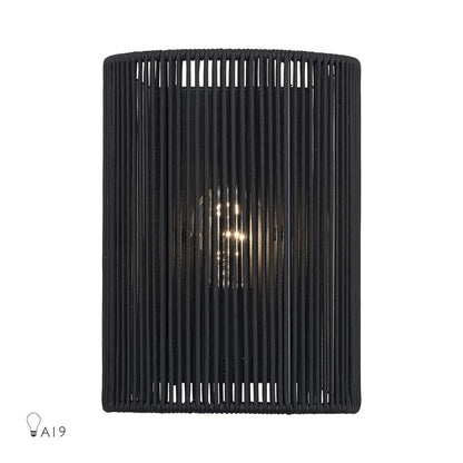 Livex Acordia 1Lt ADA 8"W Sconce, Black/Parisian Night Polyester Rope - 60231-04
