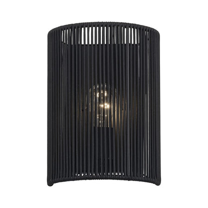 Livex Acordia 1Lt ADA 8"W Sconce, Black/Parisian Night Polyester Rope