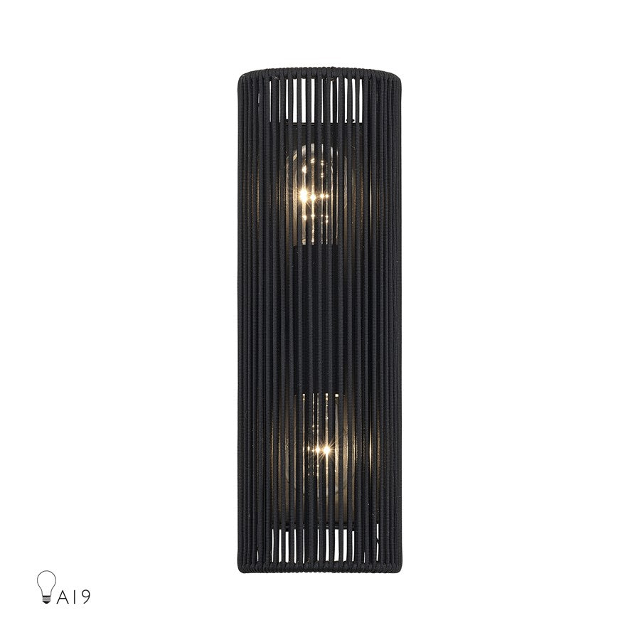 Livex Acordia 2Lt ADA Sconce, Black/Parisian Night Polyester Rope - 60232-04