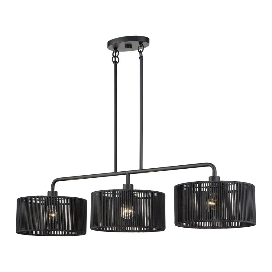 Livex Acordia 3Lt Extra Large Chandelier, Black/Parisian Polyester