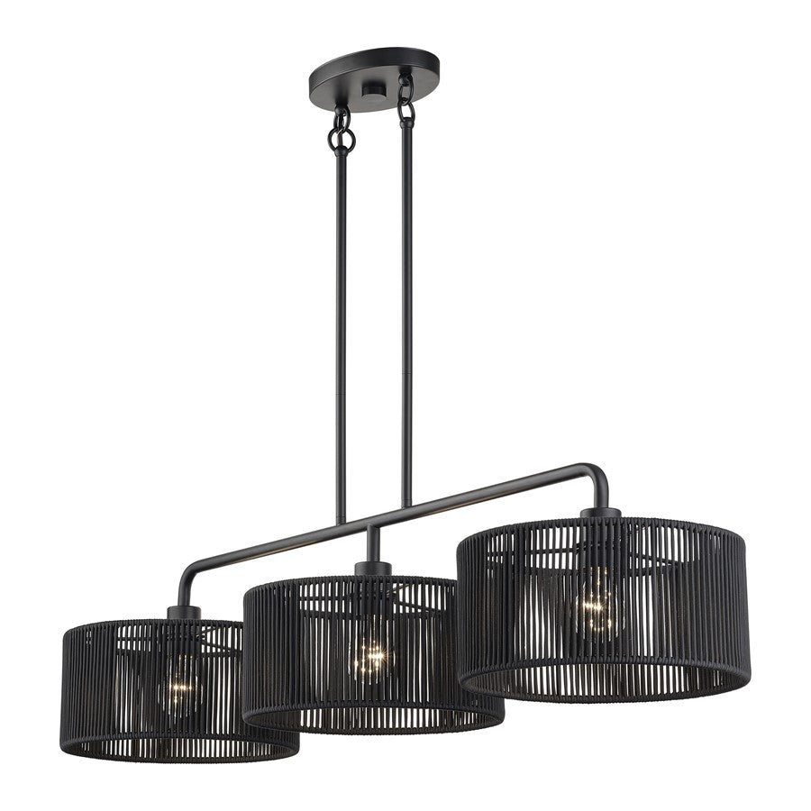 Livex Acordia 3Lt Extra Large Chandelier, Black/Parisian Polyester