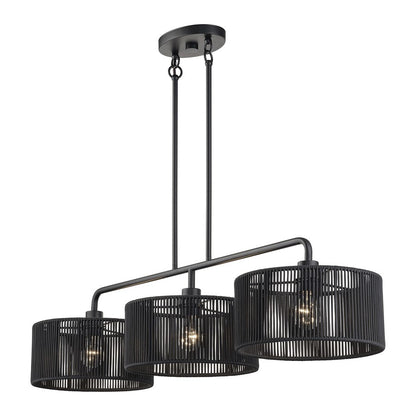 Livex Acordia 3Lt Extra Large Chandelier, Black/Parisian Polyester