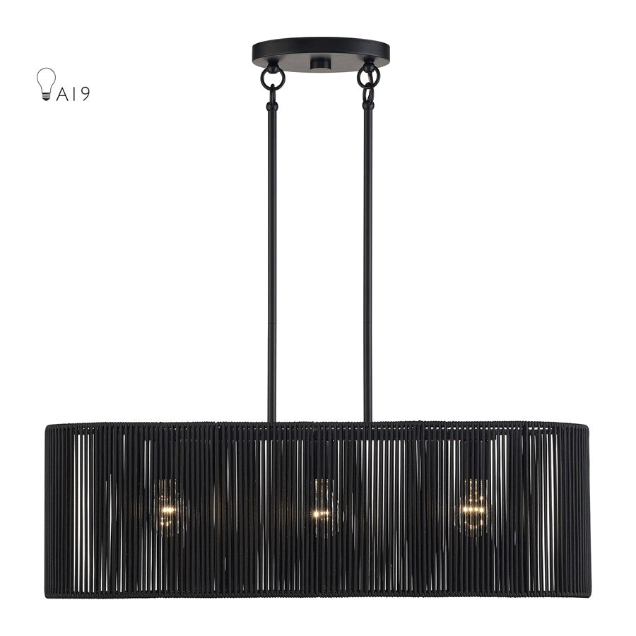 Livex Acordia 3Lt Medium Chandelier, Black/Parisian Night Polyester - 60234-04