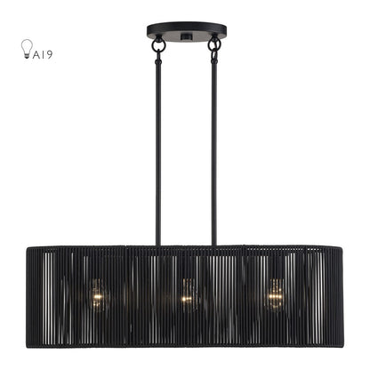 Livex Acordia 3Lt Medium Chandelier, Black/Parisian Night Polyester - 60234-04