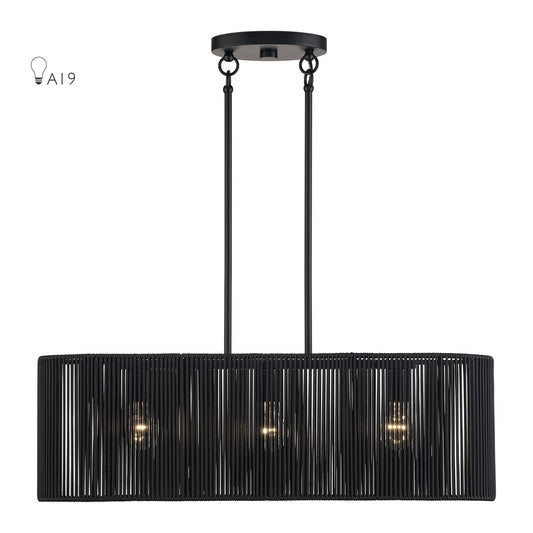 Livex Acordia 3Lt Medium Chandelier, Black/Parisian Night Polyester - 60234-04