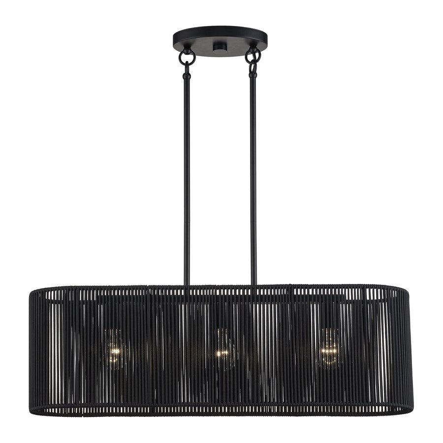 Livex Acordia 3Lt Medium Chandelier, Black/Parisian Night Polyester