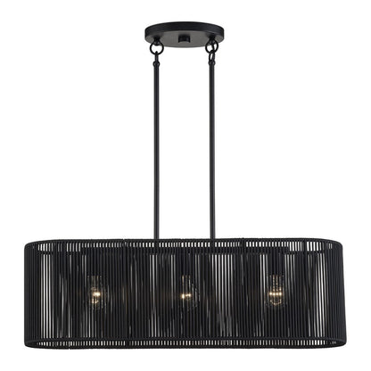 Livex Acordia 3Lt Medium Chandelier, Black/Parisian Night Polyester