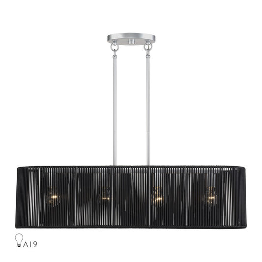 Livex Acordia 4Lt 36"L Chandelier, Painted Nickel/Parisian Polyester - 60235-81