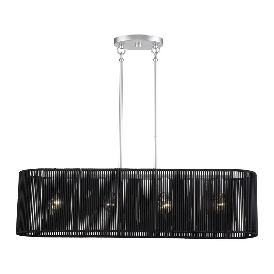 Livex Acordia 4Lt 36"L Chandelier, Painted Nickel/Parisian Polyester