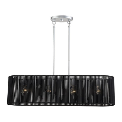 Livex Acordia 4Lt 36"L Chandelier, Painted Nickel/Parisian Polyester
