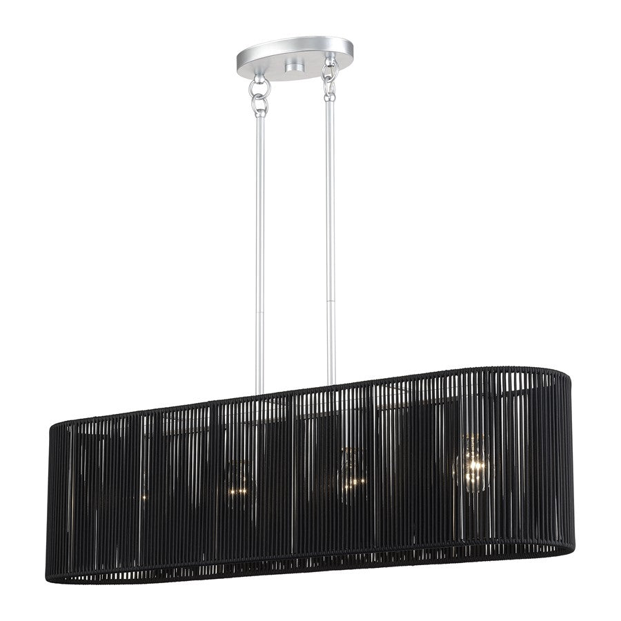 Livex Acordia 4Lt 36"L Chandelier, Painted Nickel/Parisian Polyester