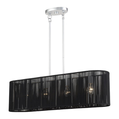 Livex Acordia 4Lt 36"L Chandelier, Painted Nickel/Parisian Polyester