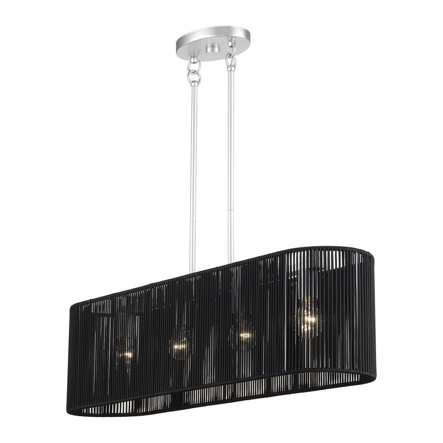 Livex Acordia 4Lt 36"L Chandelier, Painted Nickel/Parisian Polyester