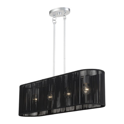 Livex Acordia 4Lt 36"L Chandelier, Painted Nickel/Parisian Polyester