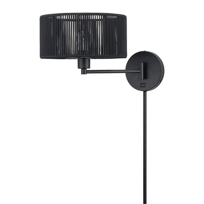 Livex Acordia 1Lt Swing Arm Wall Lamp, Black/Parisian Polyester