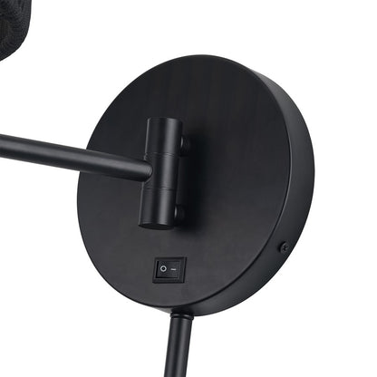 Livex Acordia 1Lt Swing Arm Wall Lamp, Black/Parisian Polyester