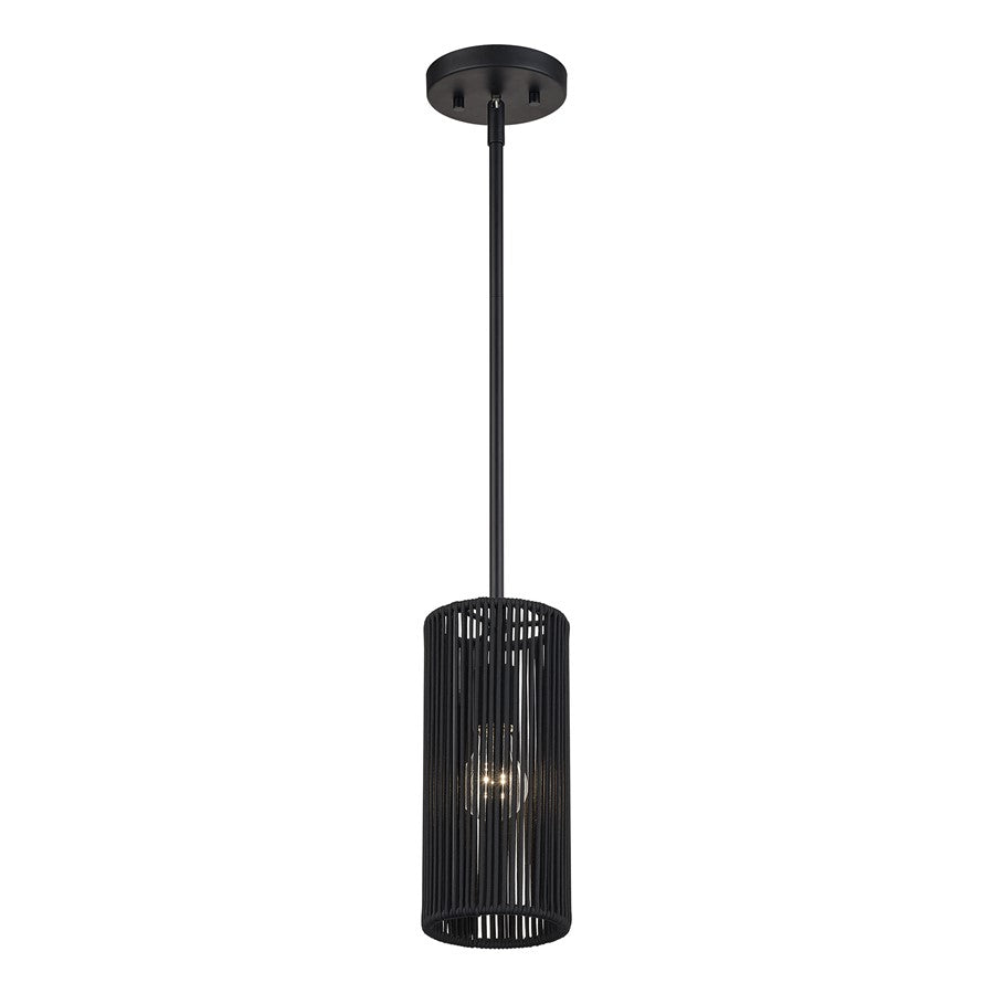 Livex Acordia 1Lt Mini Pendant, Black/Parisian Night Polyester Rope