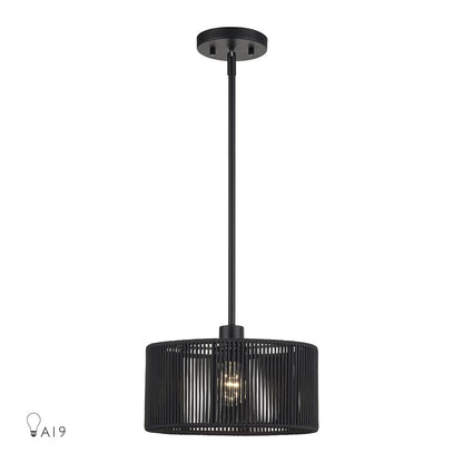Livex Acordia 1Lt Pendant, Black/Parisian Night Color Polyester Rope - 60243-04
