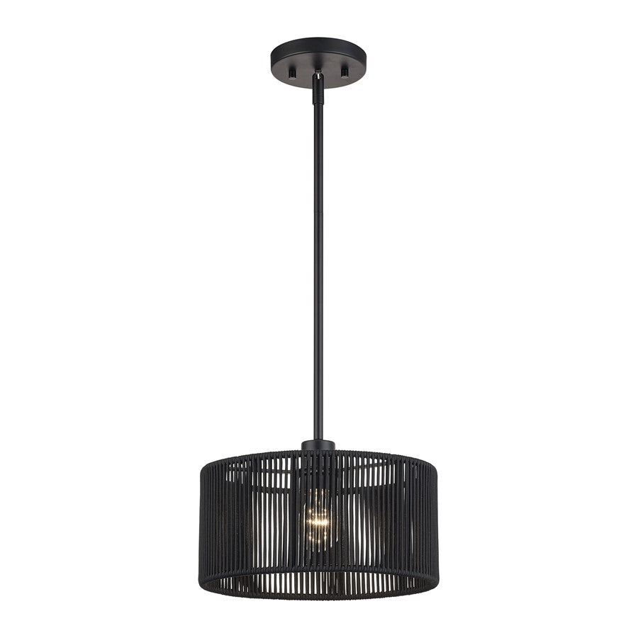 Livex Acordia 1Lt Pendant, Black/Parisian Night Color Polyester Rope