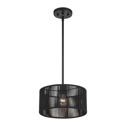 Livex Acordia 1Lt Pendant, Black/Parisian Night Color Polyester Rope