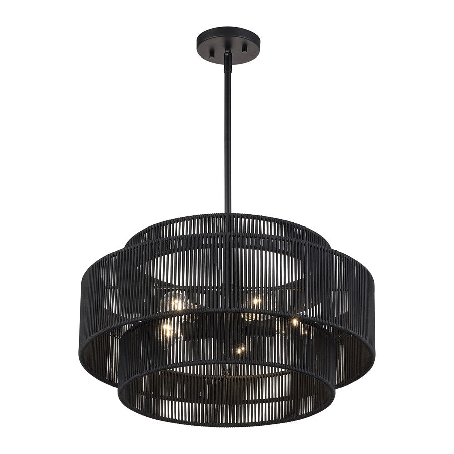Livex Acordia 5Lt Pendant Chandelier, Black/Parisian Night Polyester