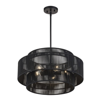 Livex Acordia 5Lt Pendant Chandelier, Black/Parisian Night Polyester