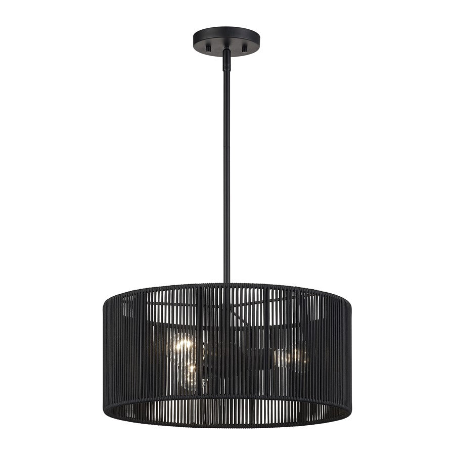 Livex Acordia 3Lt Pendant Chandelier, Black/Parisian Night Polyester