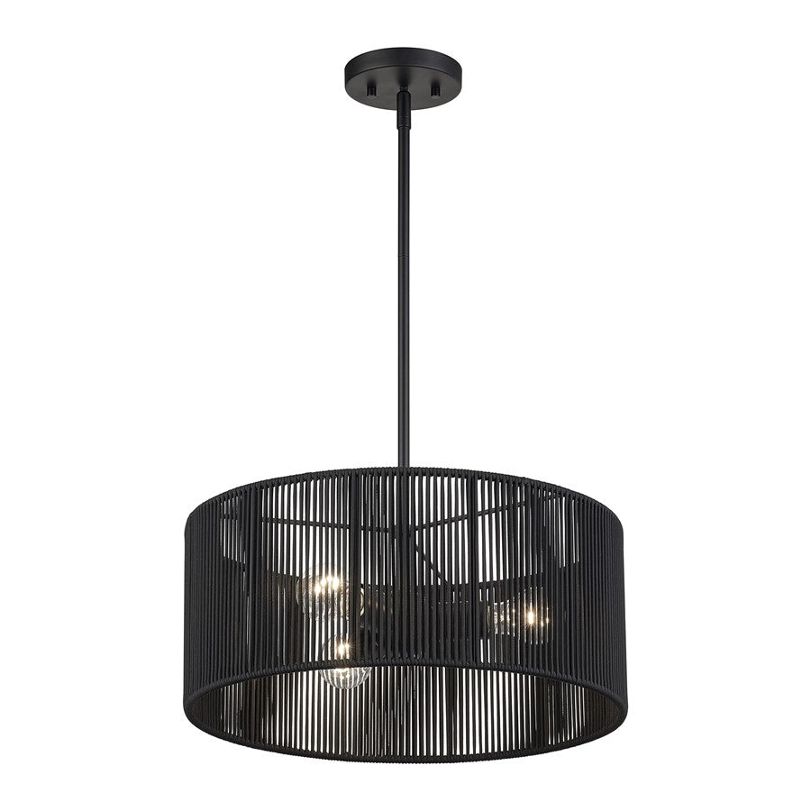 Livex Acordia 3Lt Pendant Chandelier, Black/Parisian Night Polyester