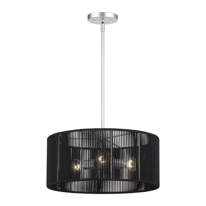 Livex Acordia 3Lt Pendant Chandelier, Nickel/Parisian Polyester