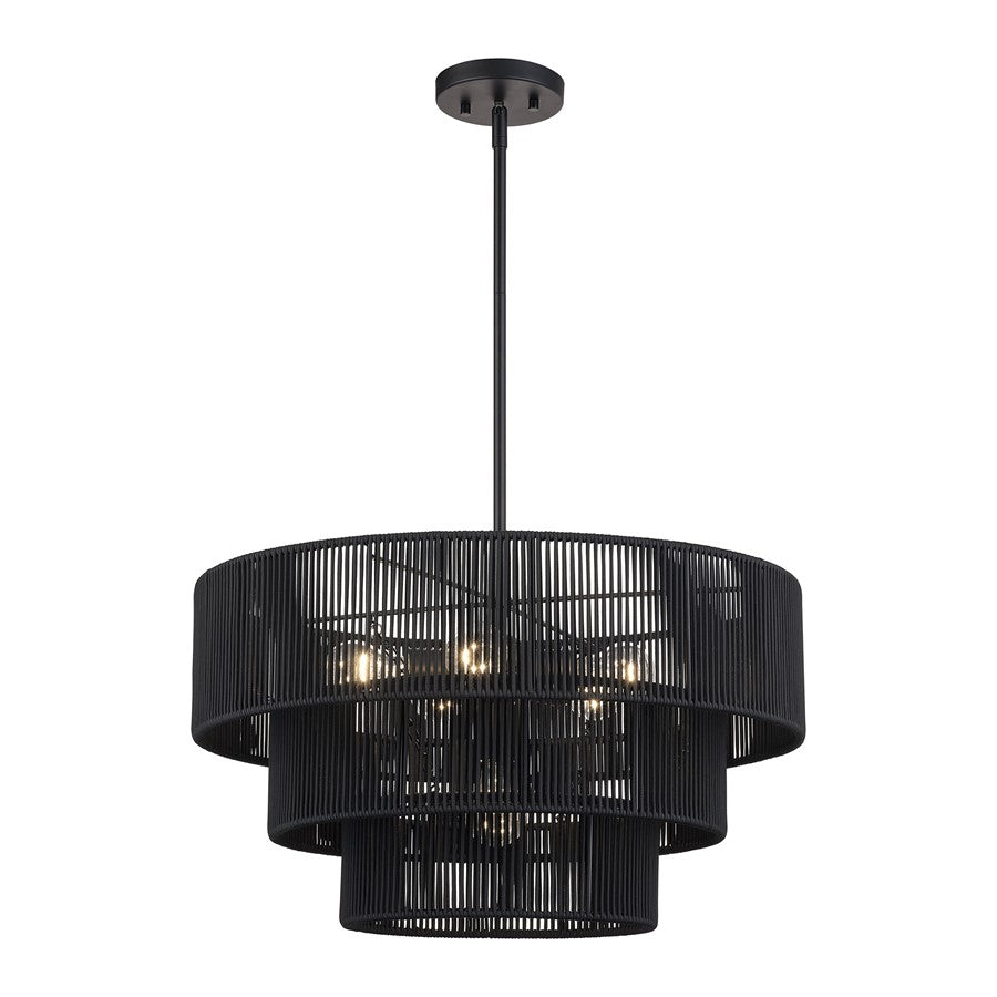 Livex Acordia 6Lt Pendant Chandelier, Black/Parisian Night Polyester