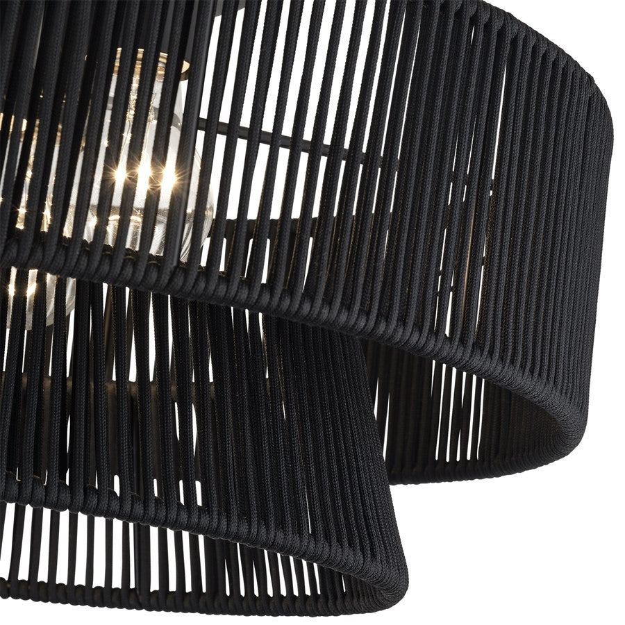 Livex Florell 3Lt 15" Dia Semi-Flush, Black/Parisian Polyester