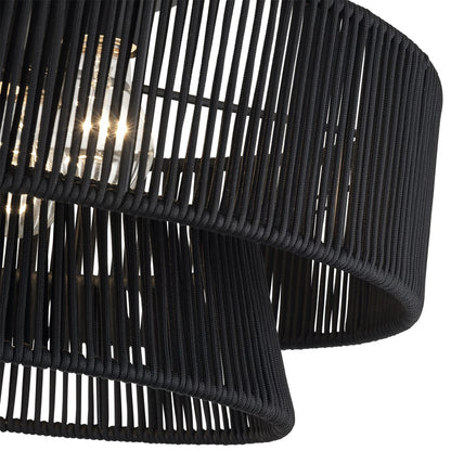 Livex Florell 3Lt 15" Dia Semi-Flush, Black/Parisian Polyester
