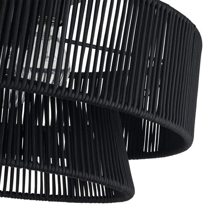 Livex Florell 3Lt 15" Dia Semi-Flush, Black/Parisian Polyester
