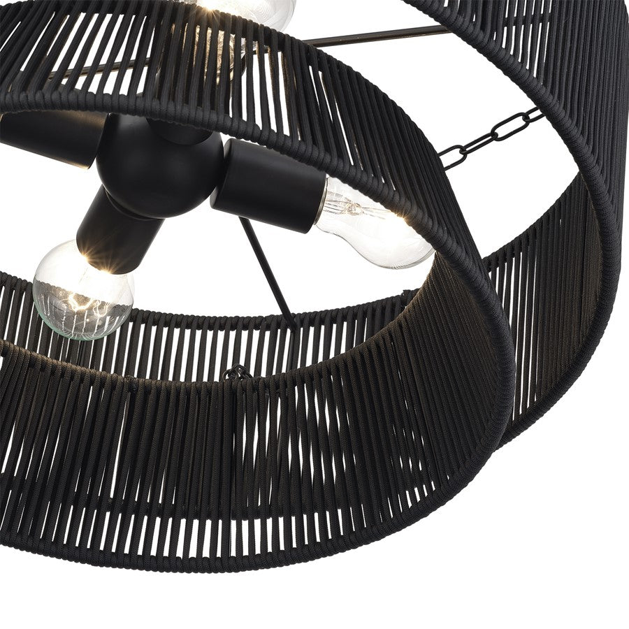 Livex Florell 4Lt Pendant Chandelier, Black/Parisian Night Polyester