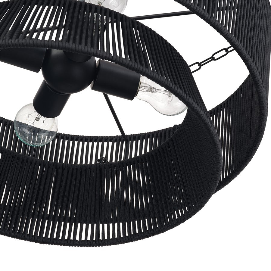 Livex Florell 4Lt Pendant Chandelier, Black/Parisian Night Polyester