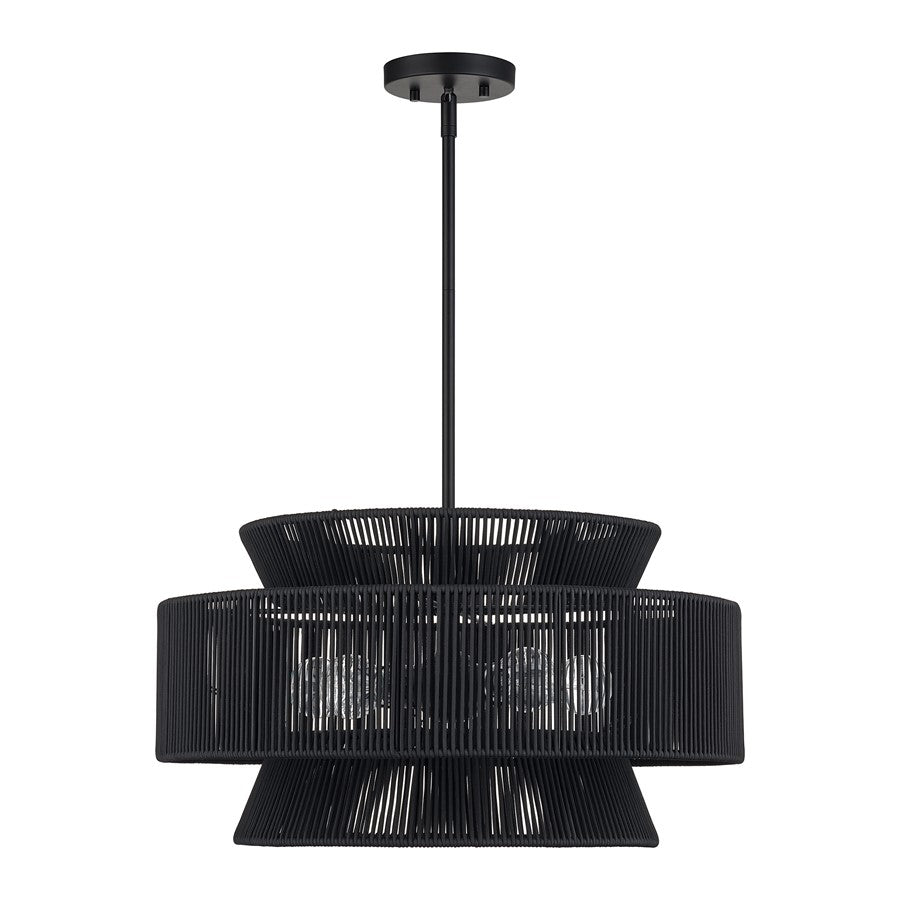 Livex Florell 5Lt Pendant Chandelier, Black/Parisian Night Polyester