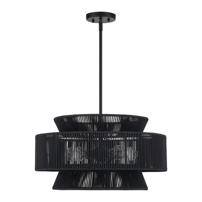 Livex Florell 5Lt Pendant Chandelier, Black/Parisian Night Polyester
