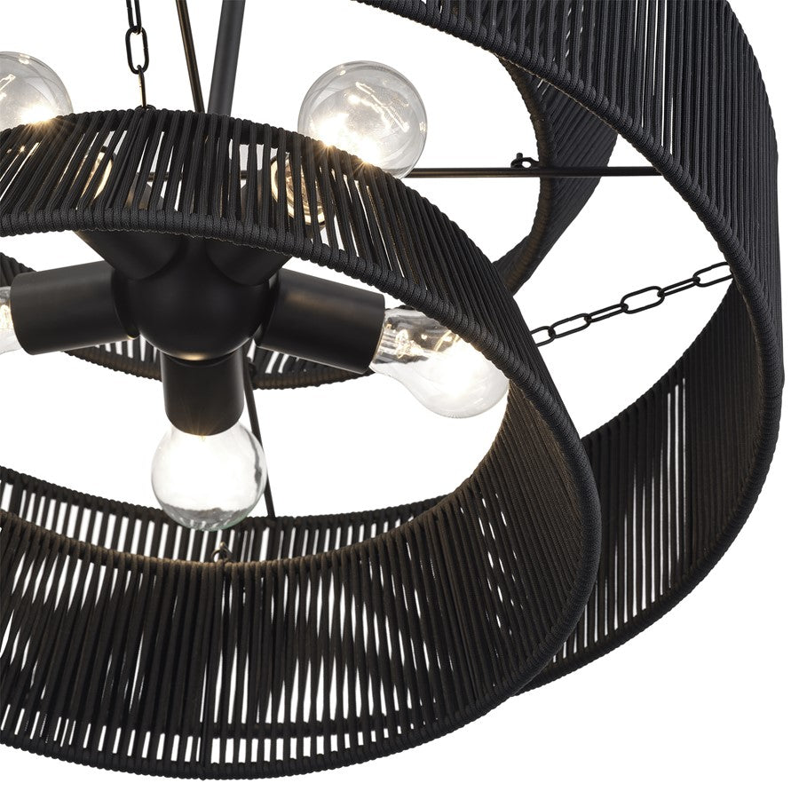 Livex Florell 5Lt Pendant Chandelier, Black/Parisian Night Polyester