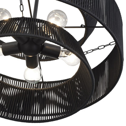Livex Florell 5Lt Pendant Chandelier, Black/Parisian Night Polyester