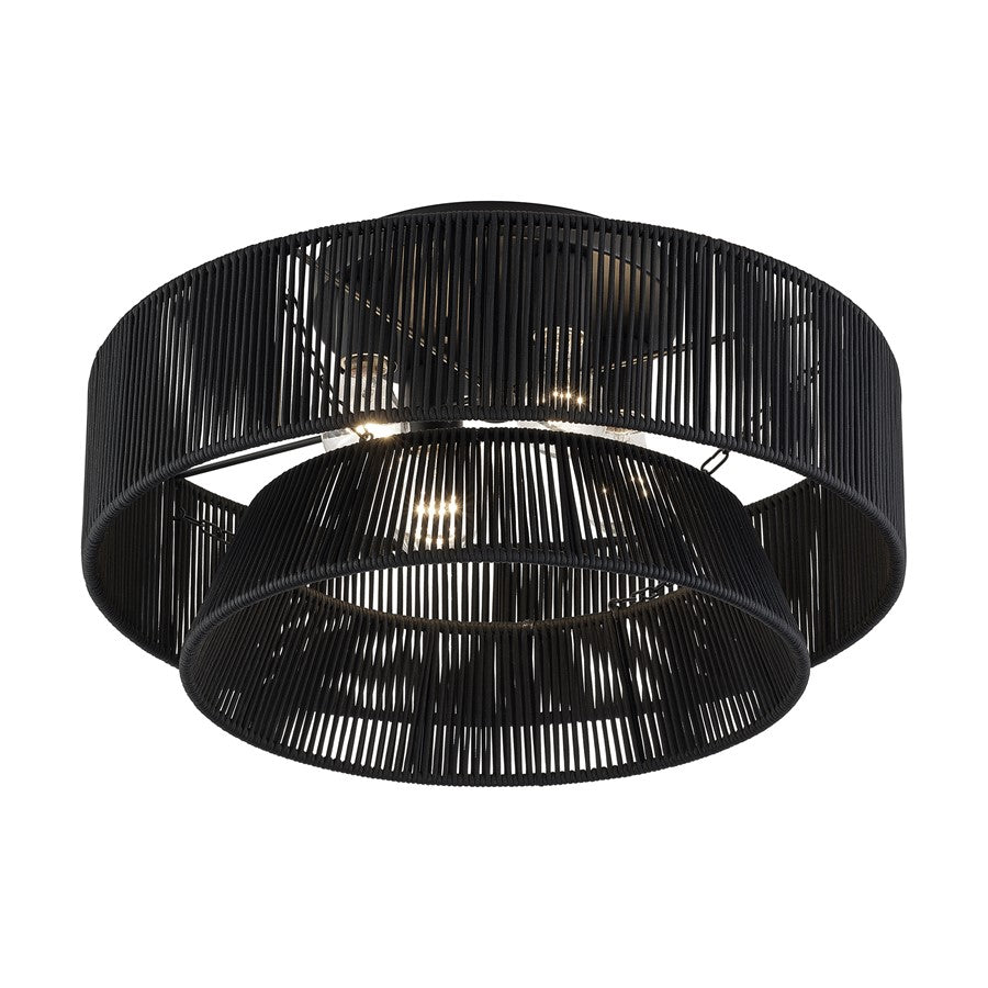 Livex Florell 4Lt 21" Dia Semi-Flush, Black/Parisian Polyester