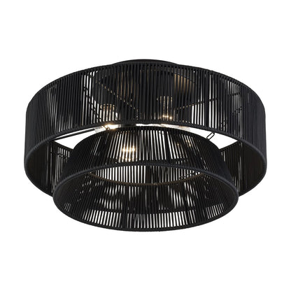 Livex Florell 4Lt 21" Dia Semi-Flush, Black/Parisian Polyester