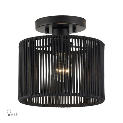 Livex Acordia 1Lt 8.5" Dia Semi-Flush, Black/Parisian Polyester - 60264-04