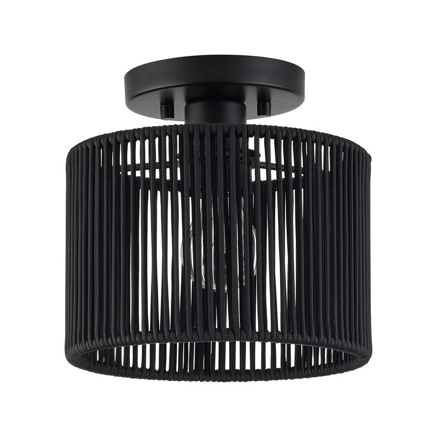 Livex Acordia 1Lt 8.5" Dia Semi-Flush, Black/Parisian Polyester