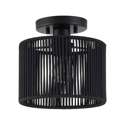 Livex Acordia 1Lt 8.5" Dia Semi-Flush, Black/Parisian Polyester