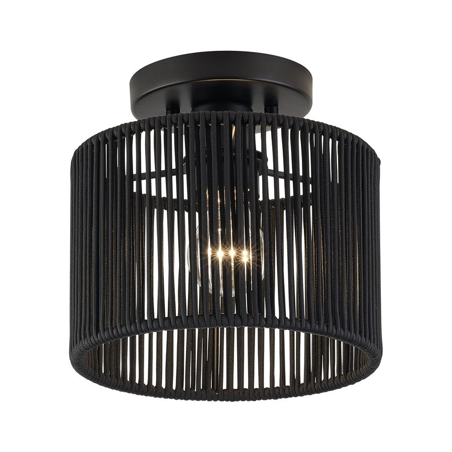 Livex Acordia 1Lt 8.5" Dia Semi-Flush, Black/Parisian Polyester