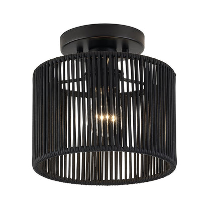 Livex Acordia 1Lt 8.5" Dia Semi-Flush, Black/Parisian Polyester