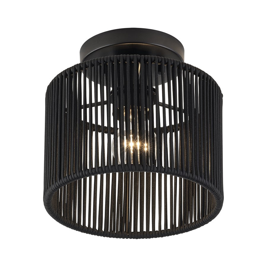 Livex Acordia 1Lt 8.5" Dia Semi-Flush, Black/Parisian Polyester