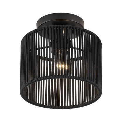 Livex Acordia 1Lt 8.5" Dia Semi-Flush, Black/Parisian Polyester